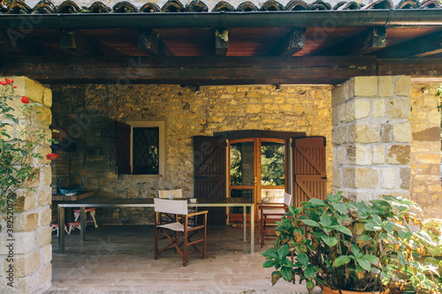 Large Patio of an Itailan Villa photo