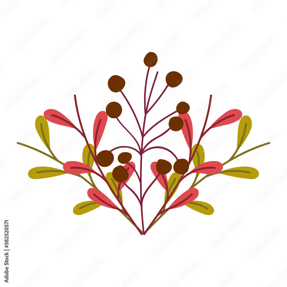 nature foliage leaves and berries isolated icon design nature foliage leaves and berries isolated icon design