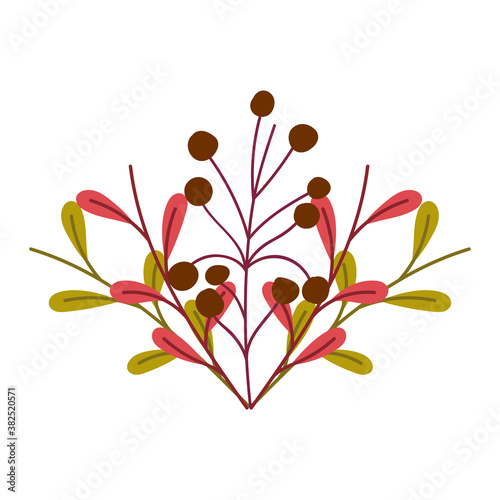 nature foliage leaves and berries isolated icon design