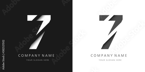 seven number modern logo broken design photo
