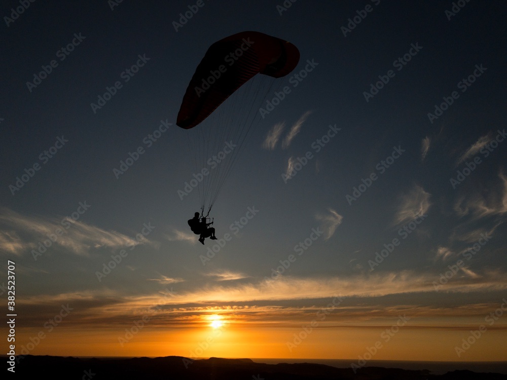 Paragliding at sunset. Paragliding at sunset.