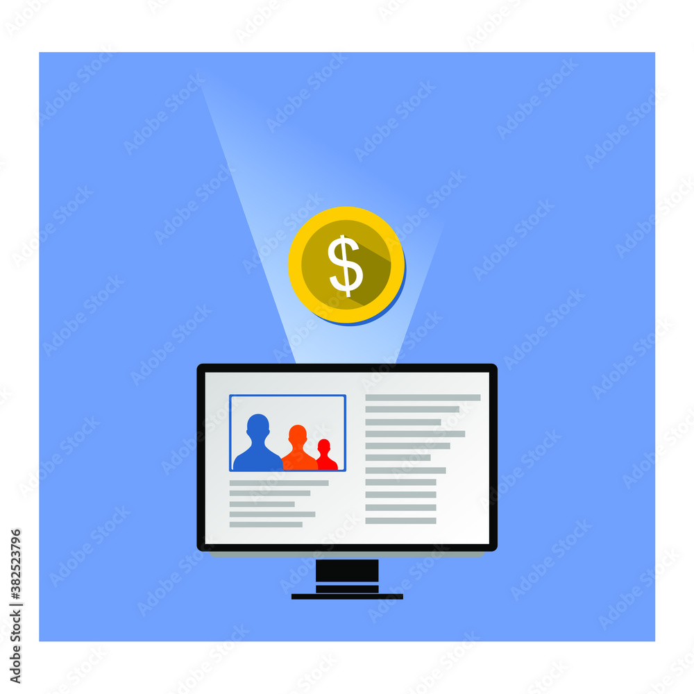 computer and dollar coins, money, profit, cash, earning computer and dollar coins, money, profit, cash, earning