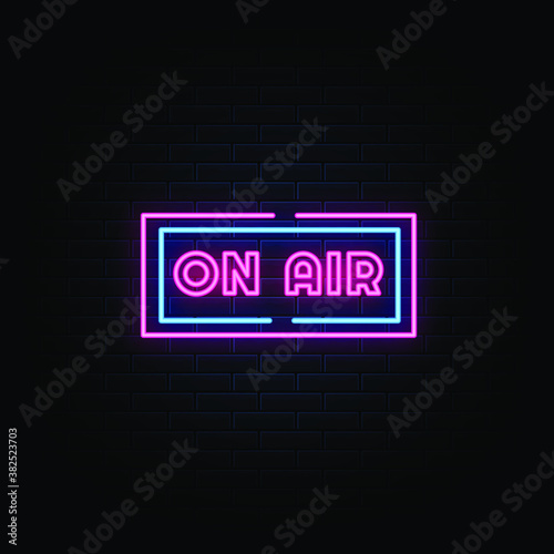 On air neon sign, neon style template
