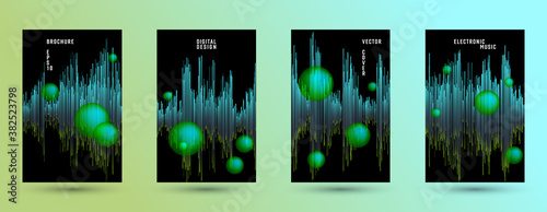 Music banners set with sound wave background.