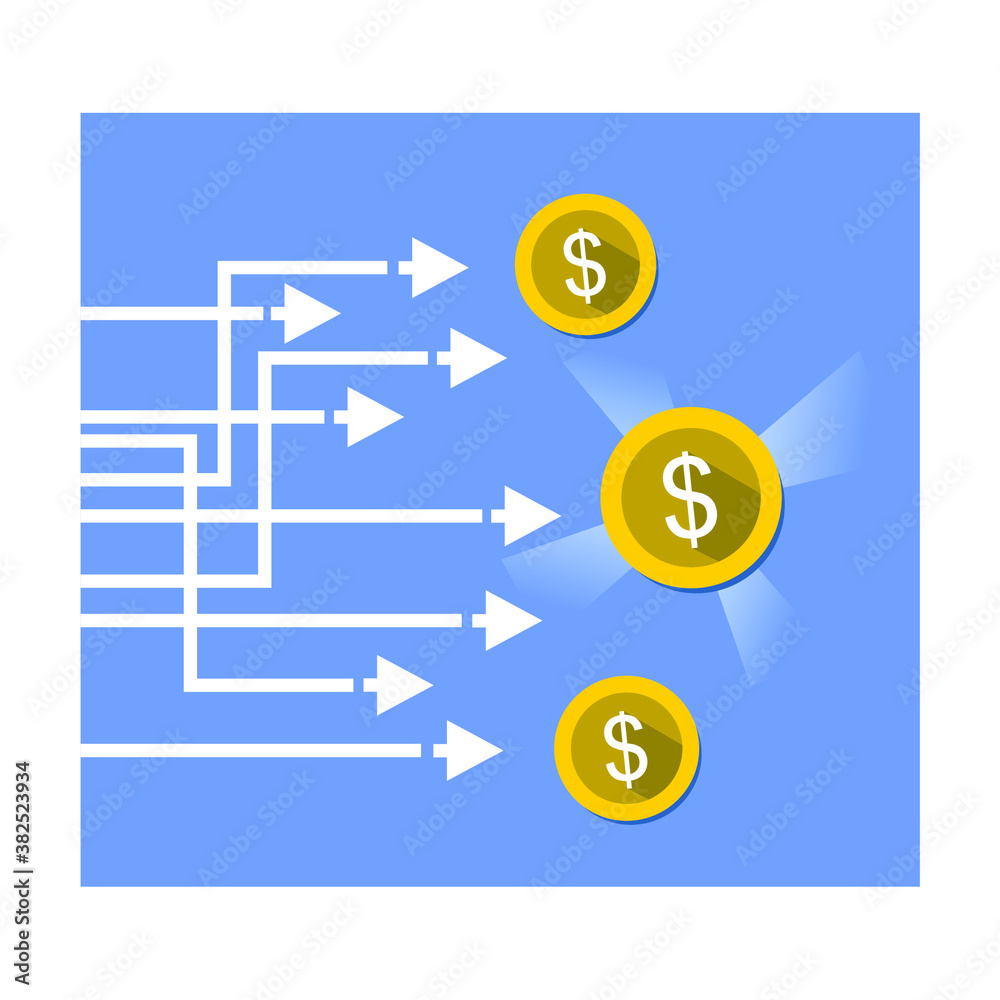 arrow and dollar coins, money, cash, earning arrow and dollar coins, money, cash, earning