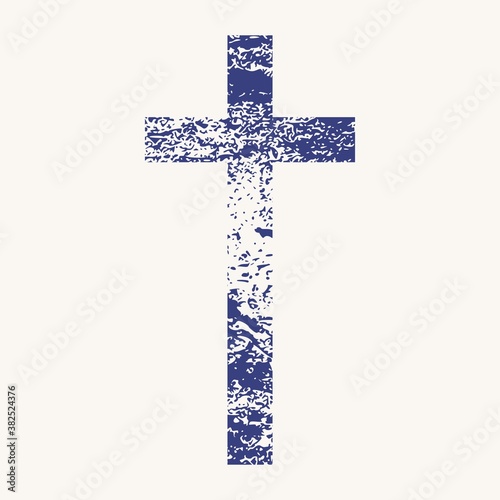 Christianity concept illustration. Cross textured by grunge pattern