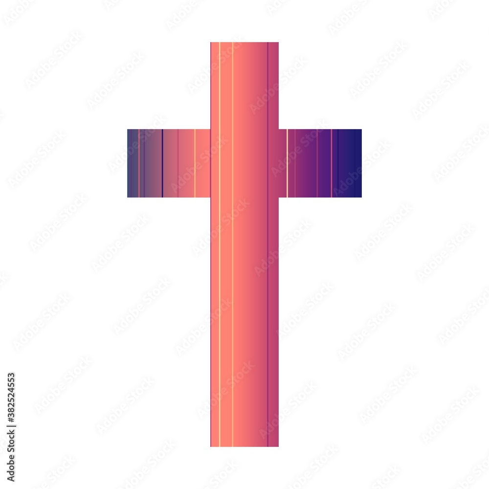 Obraz premium Christianity concept illustration. Cross decorated by thin lines