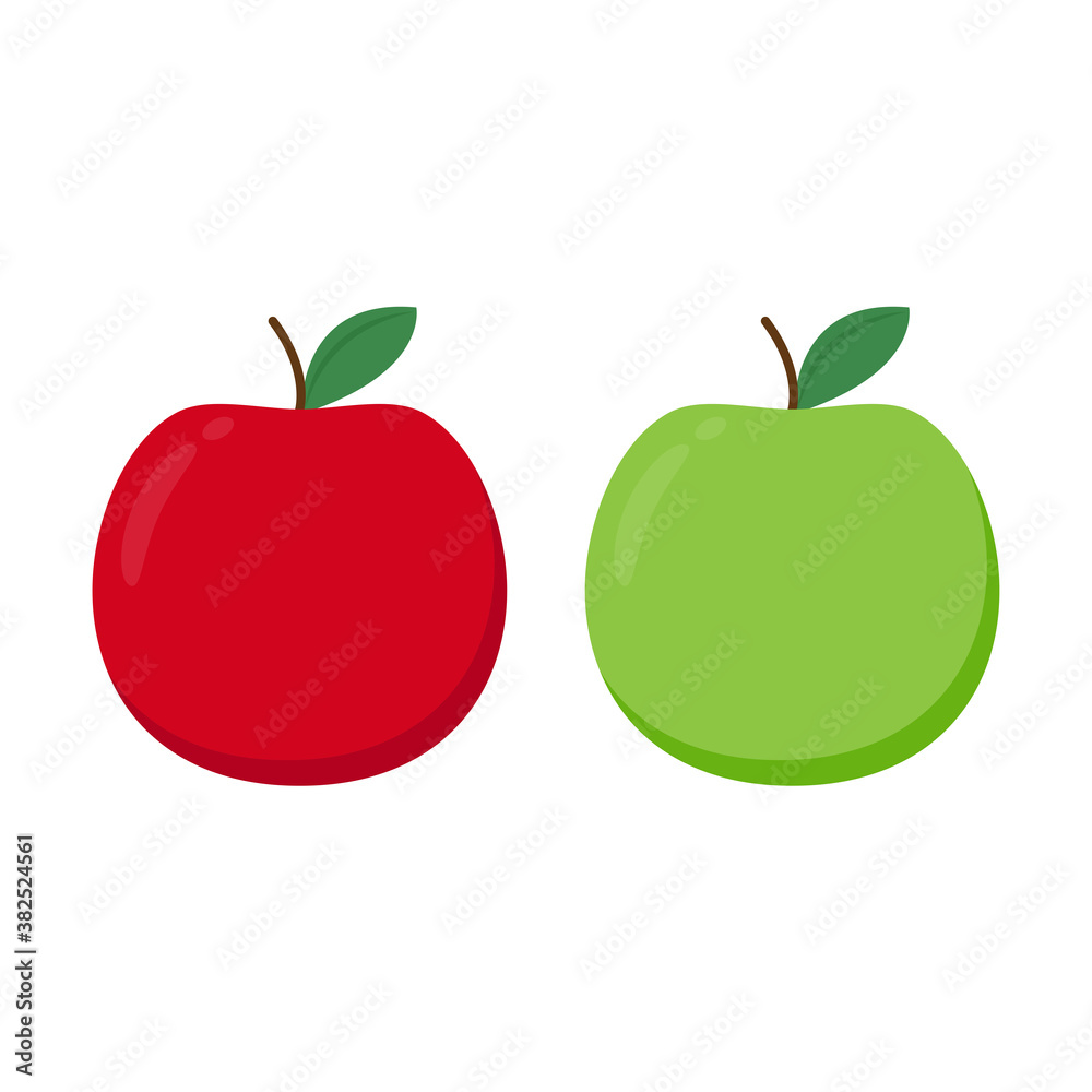 Red apple and Green apple cartoon vector. Apple on white background. Red apple and Green apple cartoon vector. Apple on white background.