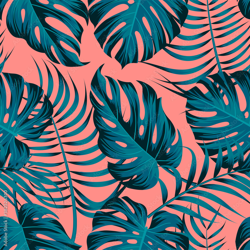 Floral seamless pattern with leaves. tropical background Floral seamless pattern with leaves. tropical background