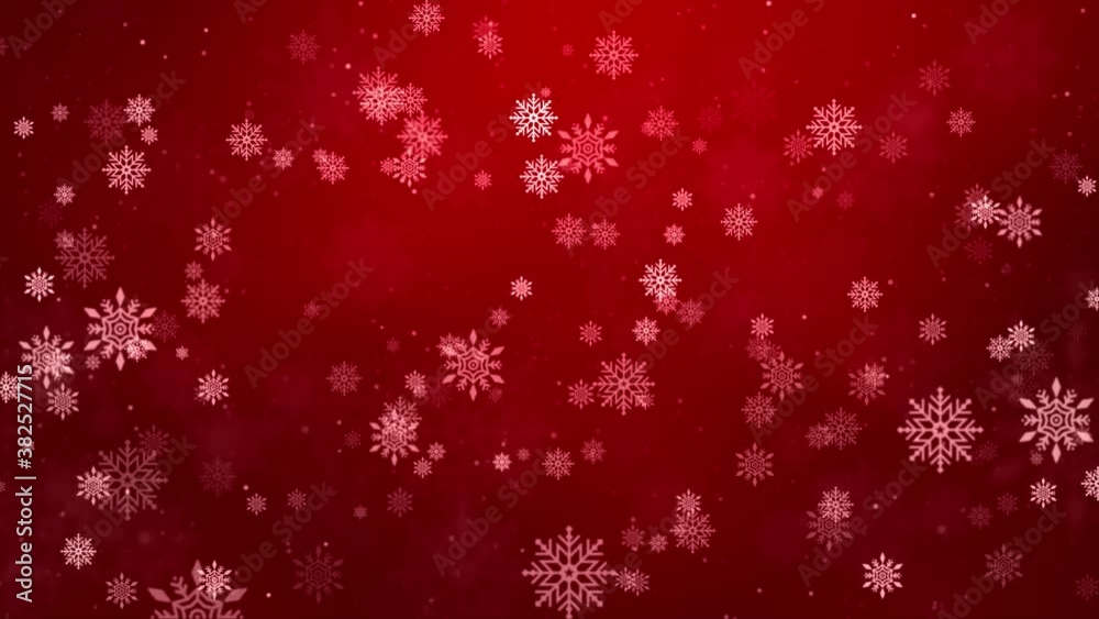 Abstract Flying snowflakes on a light Red loop background. Winter snowflakes. Falling snow. for Merry Christmas and Holiday, Happy New Year Festivel, birthday, Party, Invitation, Wishes Abstract Flying snowflakes on a light Red loop background. Winter snowflakes. Falling snow. for Merry Christmas and Holiday, Happy New Year Festivel, birthday, Party, Invitation, Wishes