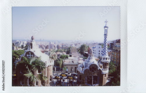 Cityscape on polaroid photo