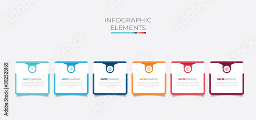 Business infographic element with 6 options, steps, number vector template design 