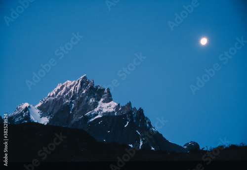 Moon Over Patagonian Mountain Range Shot on Film photo