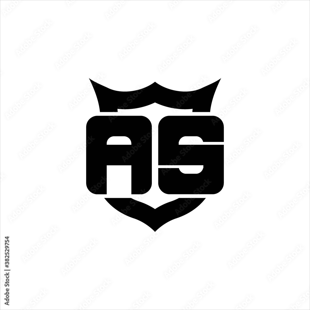 AS Logo monogram with shield around crown shape design template Stock ...
