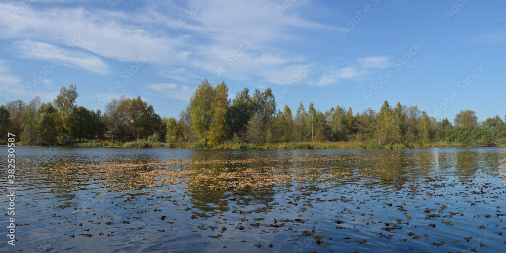Summer fishing on the Desna river, beautiful panorama.
Summer fishing on the Desna river, beautiful panorama.