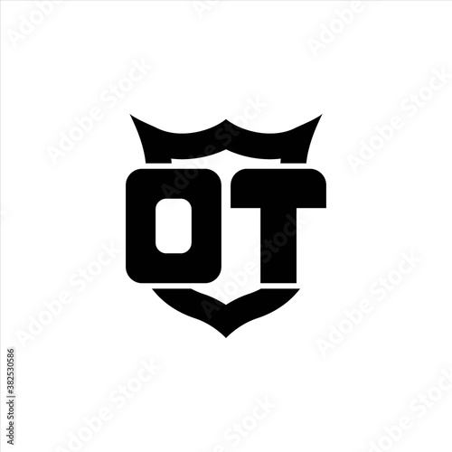 DT Logo monogram with shield around crown shape design template