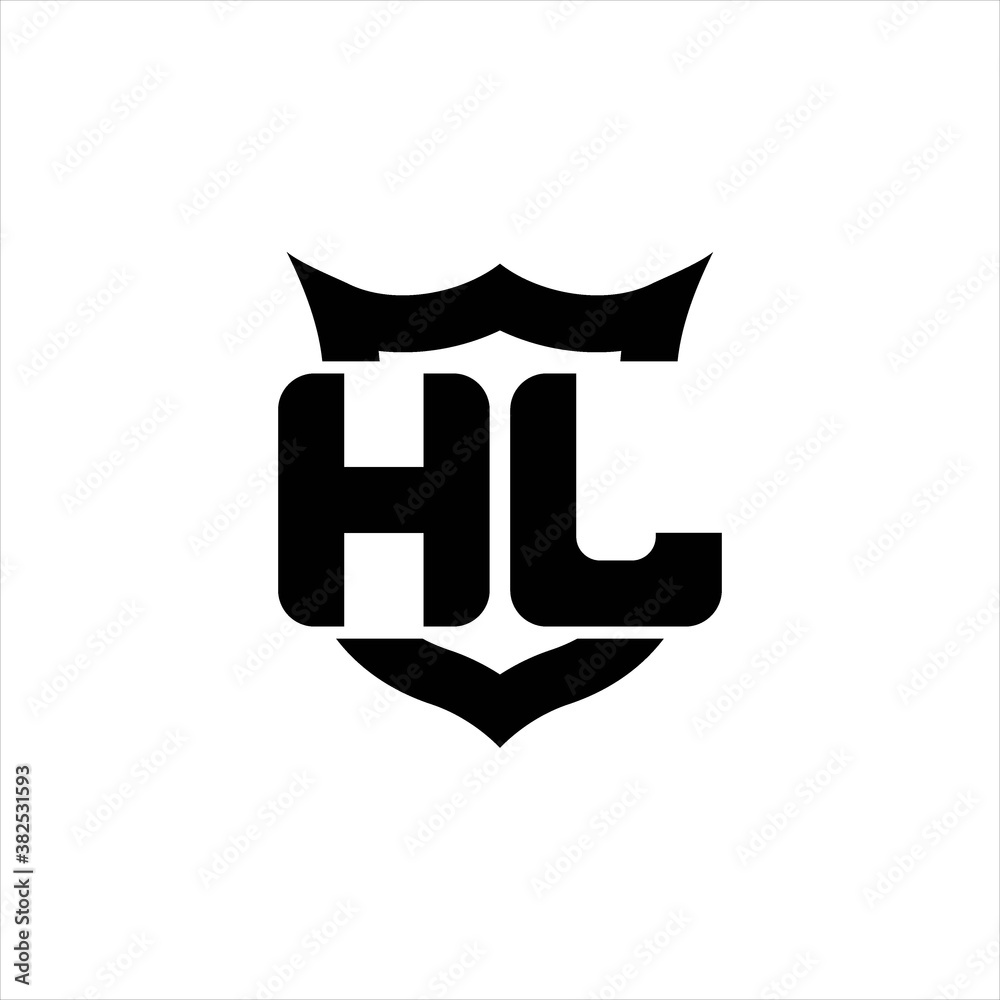 HL Logo monogram with shield around crown shape design template HL Logo monogram with shield around crown shape design template