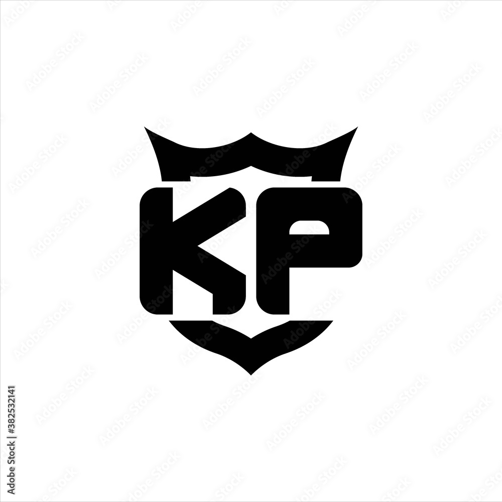 KP Logo monogram with shield around crown shape design template KP Logo monogram with shield around crown shape design template