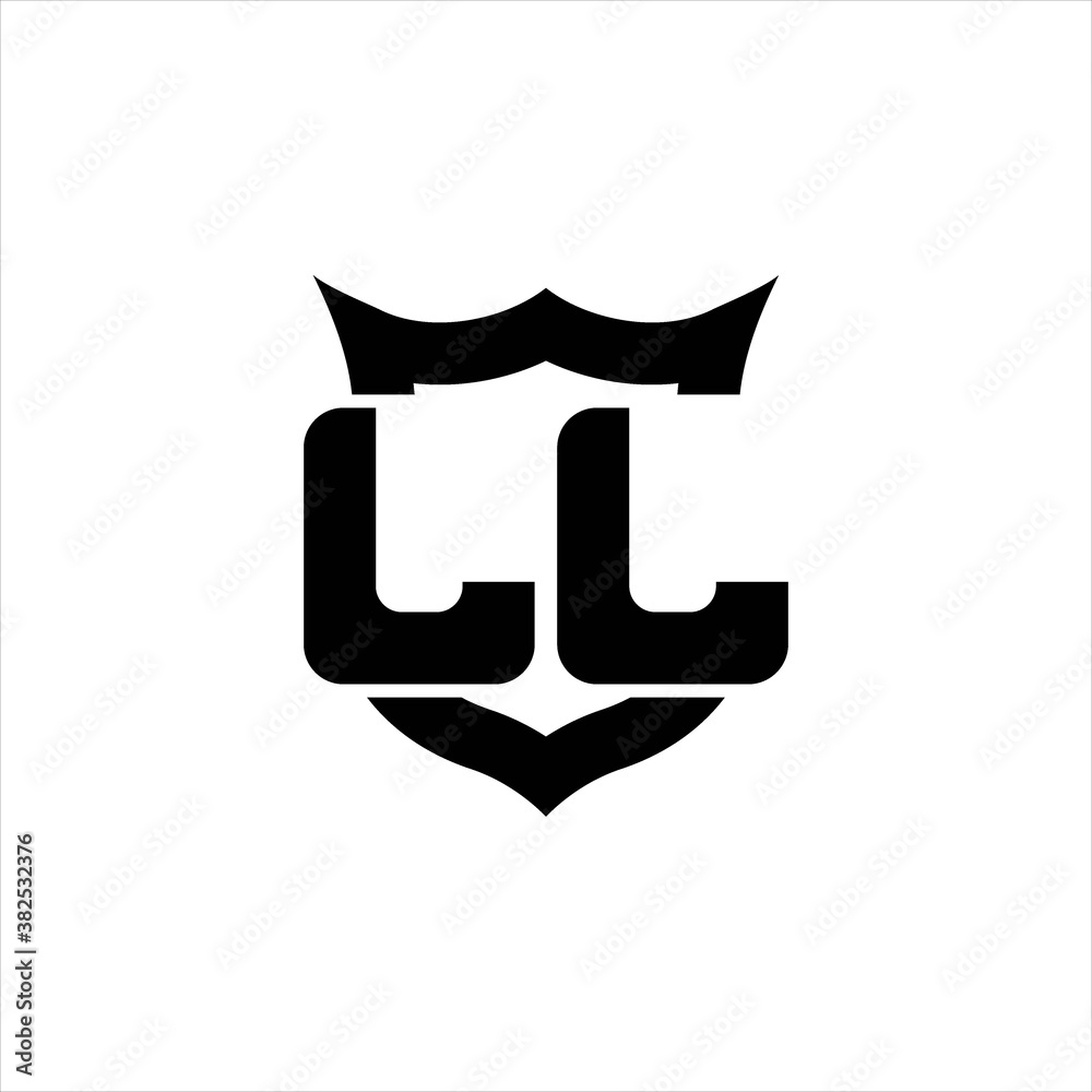 LL Logo monogram with shield around crown shape design template LL Logo monogram with shield around crown shape design template