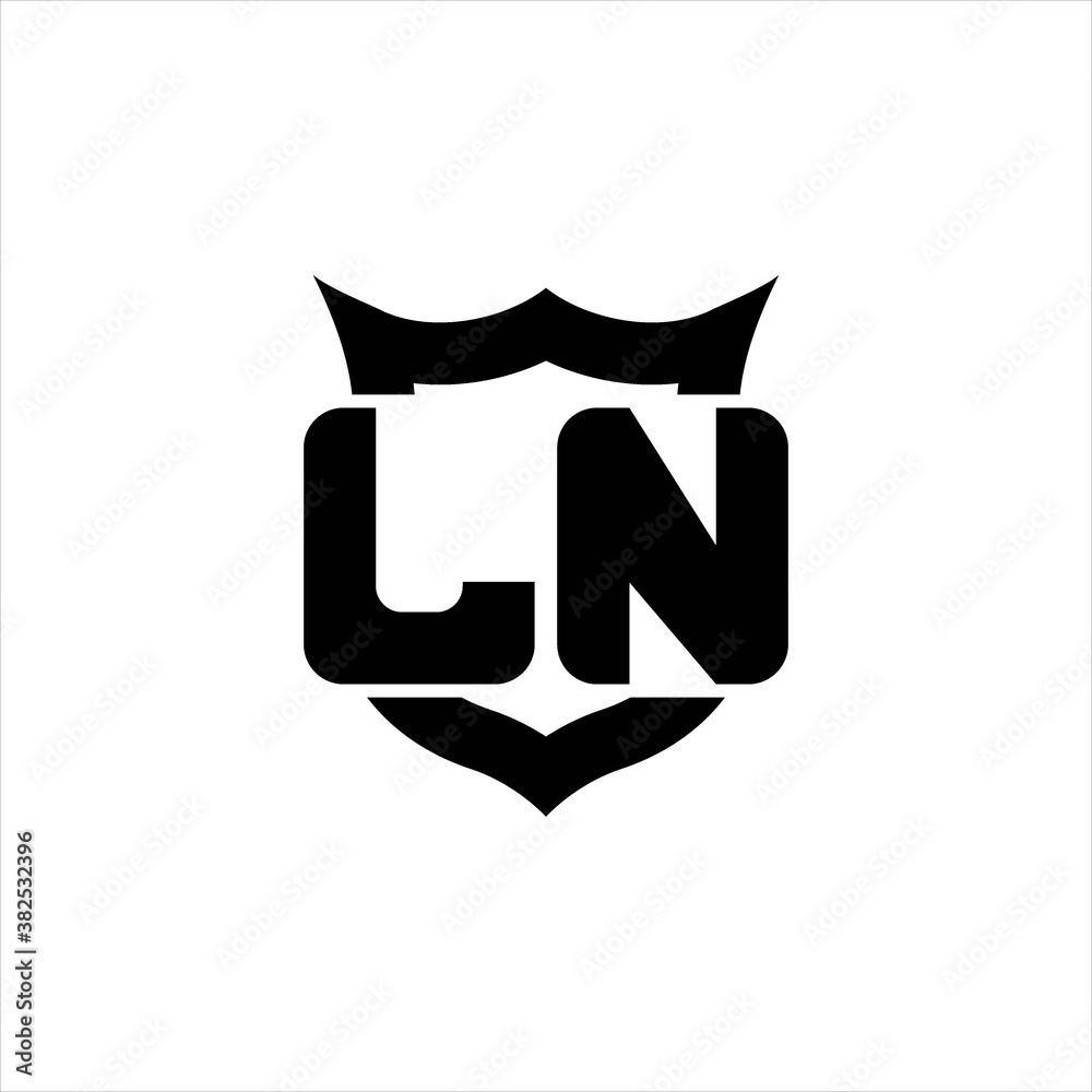 LN Logo monogram with shield around crown shape design template LN Logo monogram with shield around crown shape design template