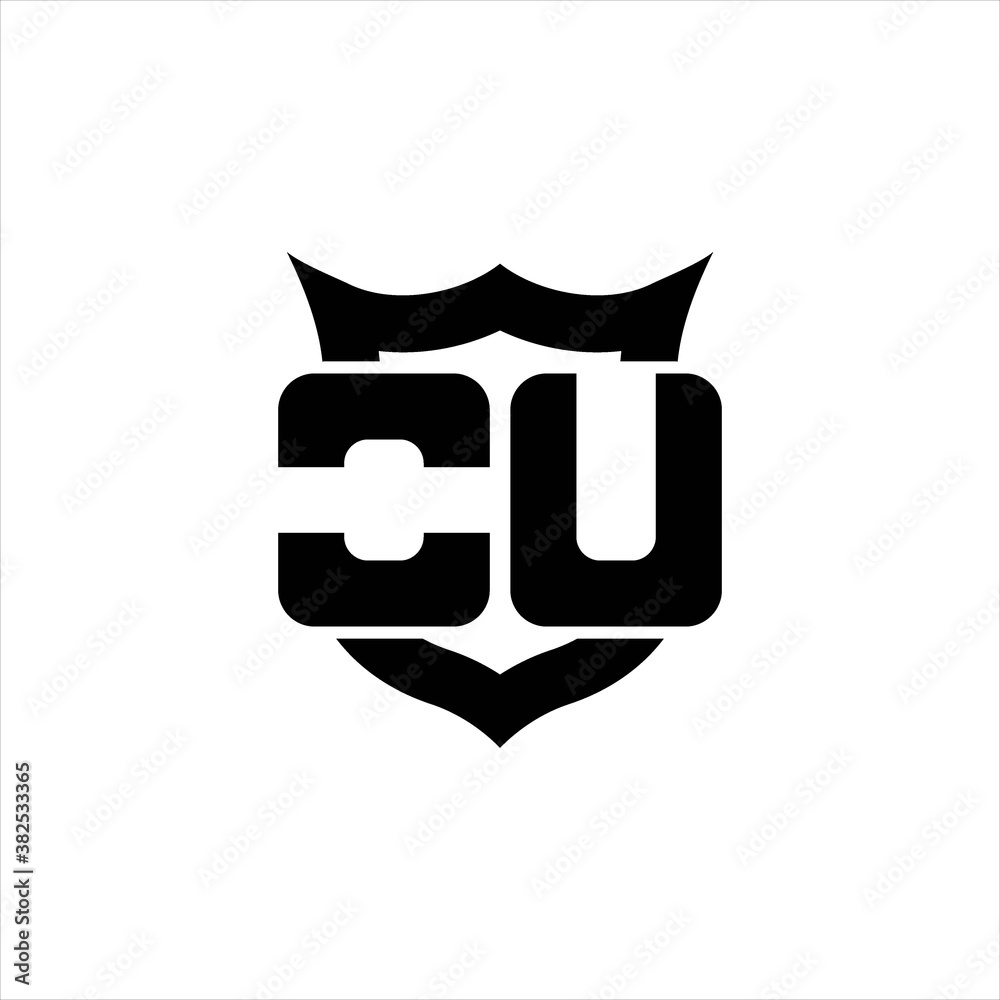 OU Logo monogram with shield around crown shape design template