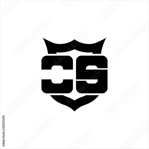 OS Logo monogram with shield around crown shape design template