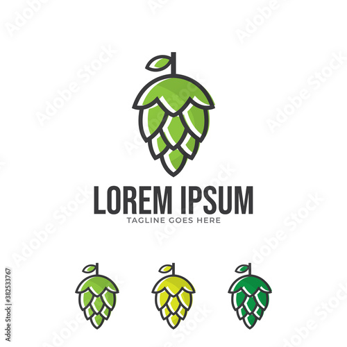 Hop fruits icon illustration with different color design template, isolated on white background