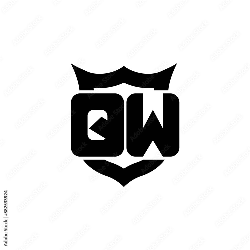 QW Logo monogram with shield around crown shape design template QW Logo monogram with shield around crown shape design template