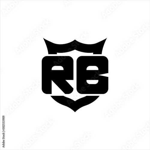 RB Logo monogram with shield around crown shape design template