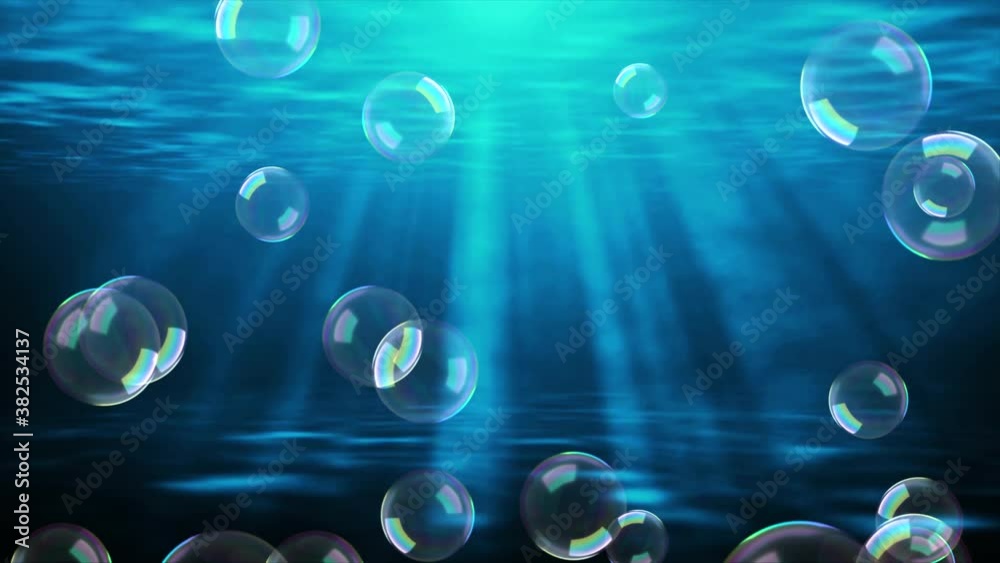 Abstract Beautiful Motion of Underwater Air bubbles cloud 4K 3D Green ...