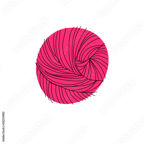 Yarn ball merino wool in cartoon style.
