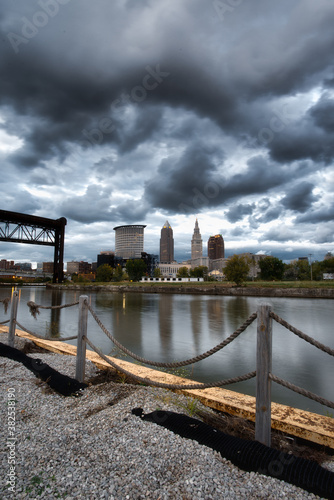 Cleveland Ohio Skyline from the foundry on the river