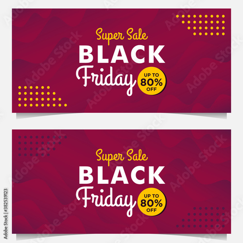 Black Friday sale banner template with purple background gradient style