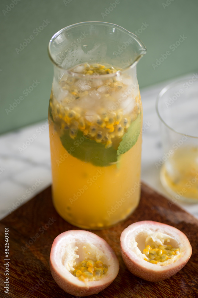 Close up of passion fruit juice