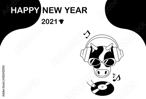 2021 New Year's card material. Funny and funky cow design.