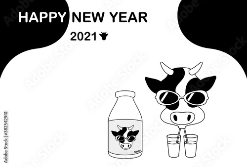 2021 New Year's card material. Funny and funky cow design.