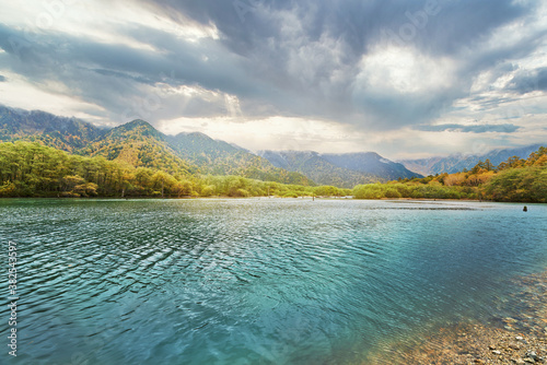 Taisho pond of kamikochi japan in autumn season for travel