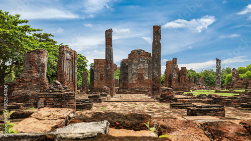 Ancient archaeological site at Ayutthaya Historical Park, Thailand. UNESCO world heritage