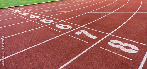 Numbers of track in sports runway.