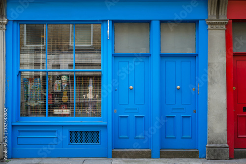 Colourful blue shop front photo