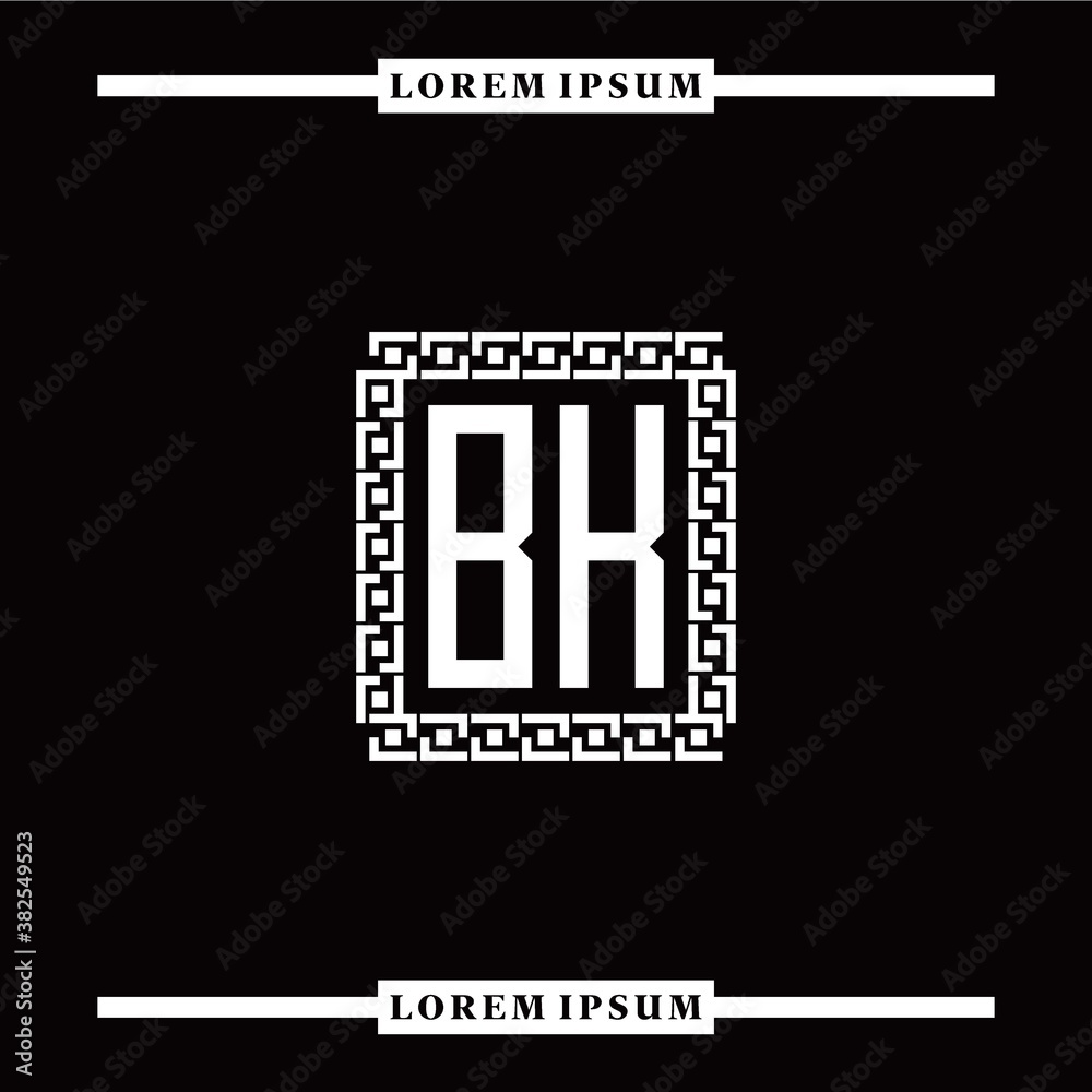 Obraz premium B K collection of initial logo designs with luxurious frame elements