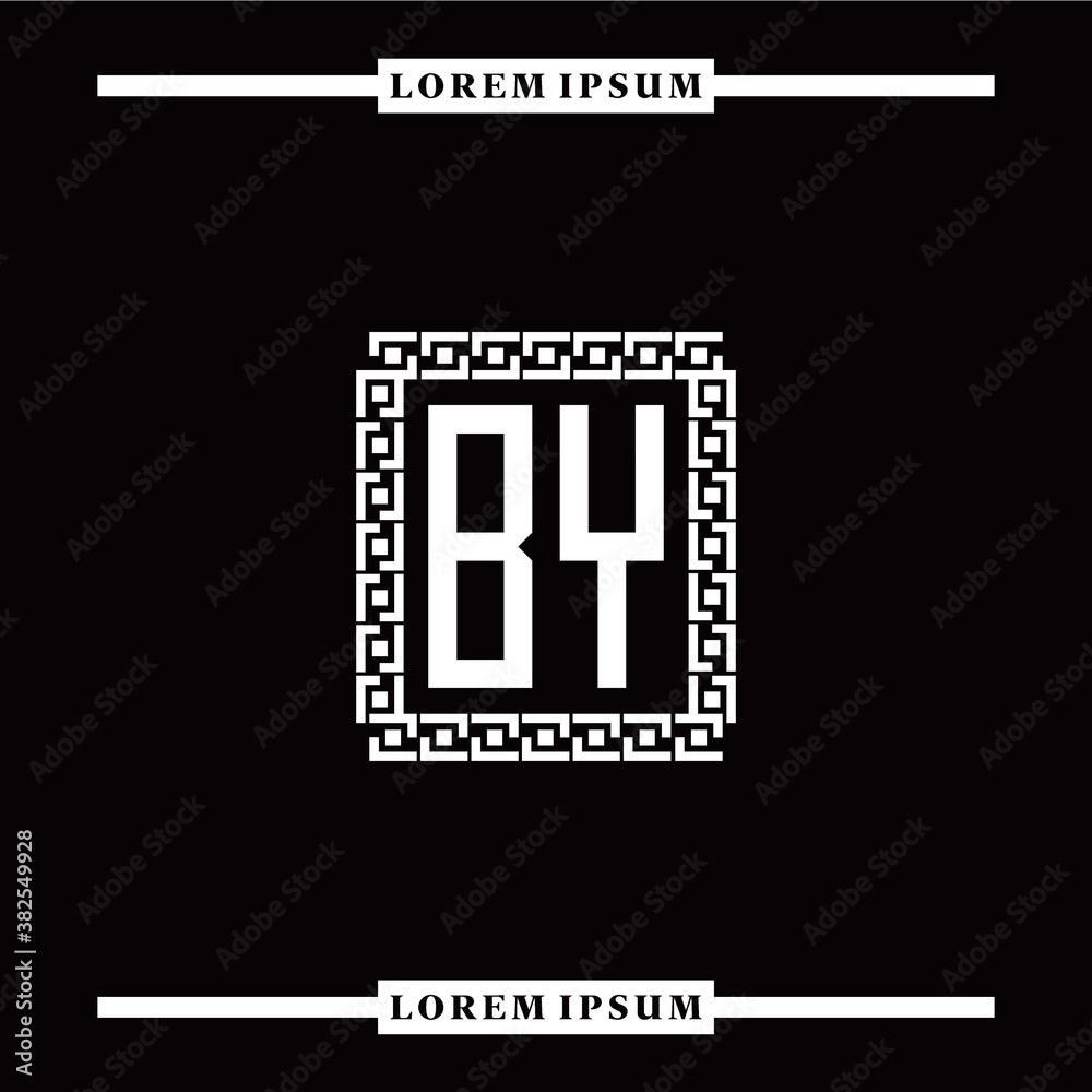 Obraz premium B Y collection of initial logo designs with luxurious frame elements