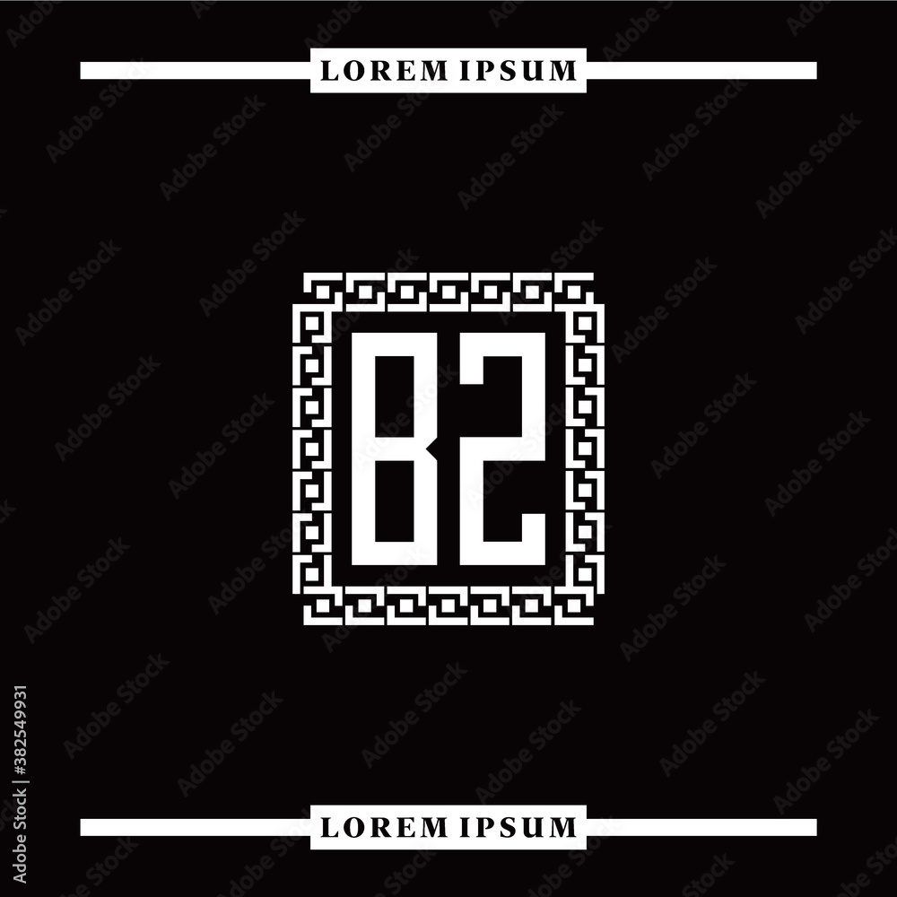 Fototapeta premium B Z collection of initial logo designs with luxurious frame elements