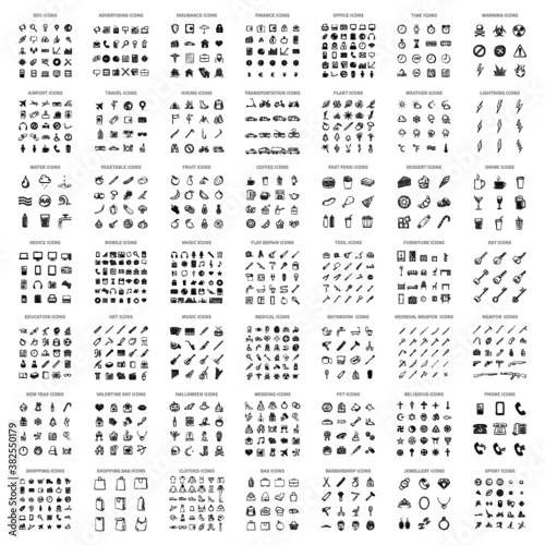 Vector Sketch Icons Big Set. Giant Collection of Hand Drawn Symbols.