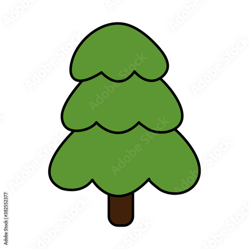 Christmas tree. Doodle icon. Vector illustration.