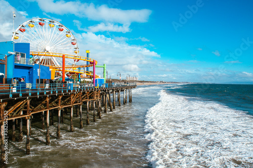 Theme park on pier in Santa Monica