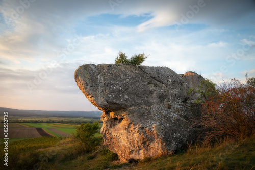 Massive rock called Hoelzlstein in Burgenland Austria