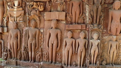 Panning, antique bas-reliefs in the Jain Temple, Deogarh, India photo