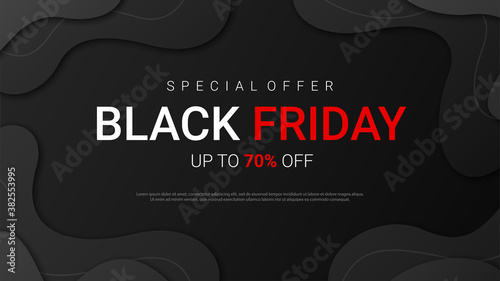 Black Friday banner design template for promotion, vector illustration