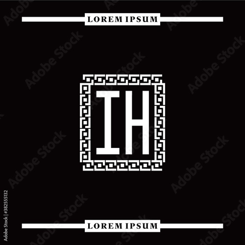 I H collection of initial logo designs with luxurious frame elements